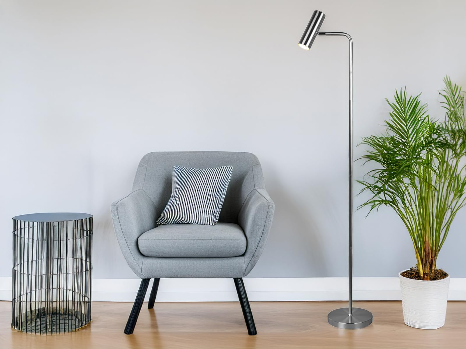 Staande lamp, metaal, koffie, verplaatsbare spot, H 151 cm | ETC Shop