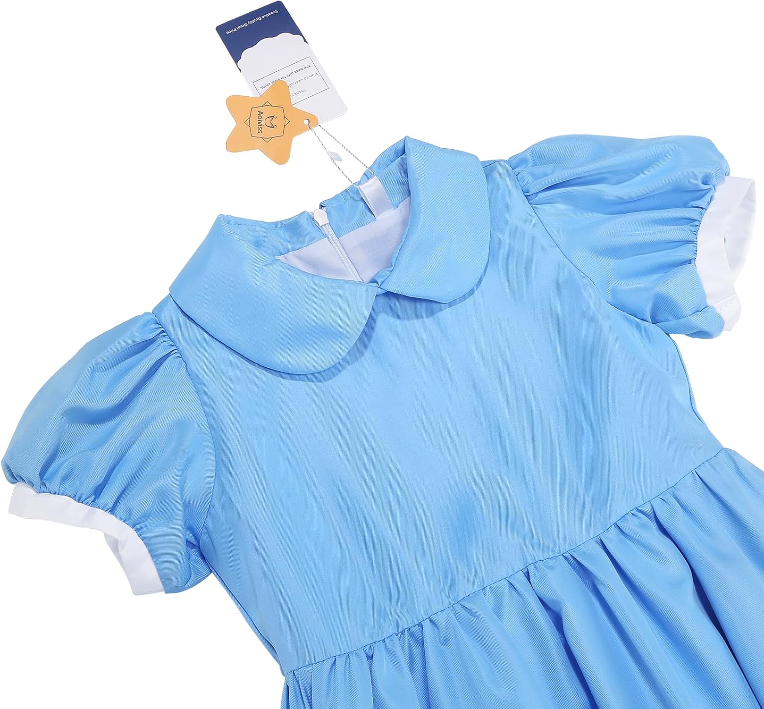 Girls Blue Dress Princess Fancy Dress Up for Halloween Cosplay with White Apron Bow HairBand Bag Socks Set - Image 7
