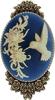 Cameo Style Brooch Pin Rose Decor Antique Brass Fashion Jewelry Pouch for Gift