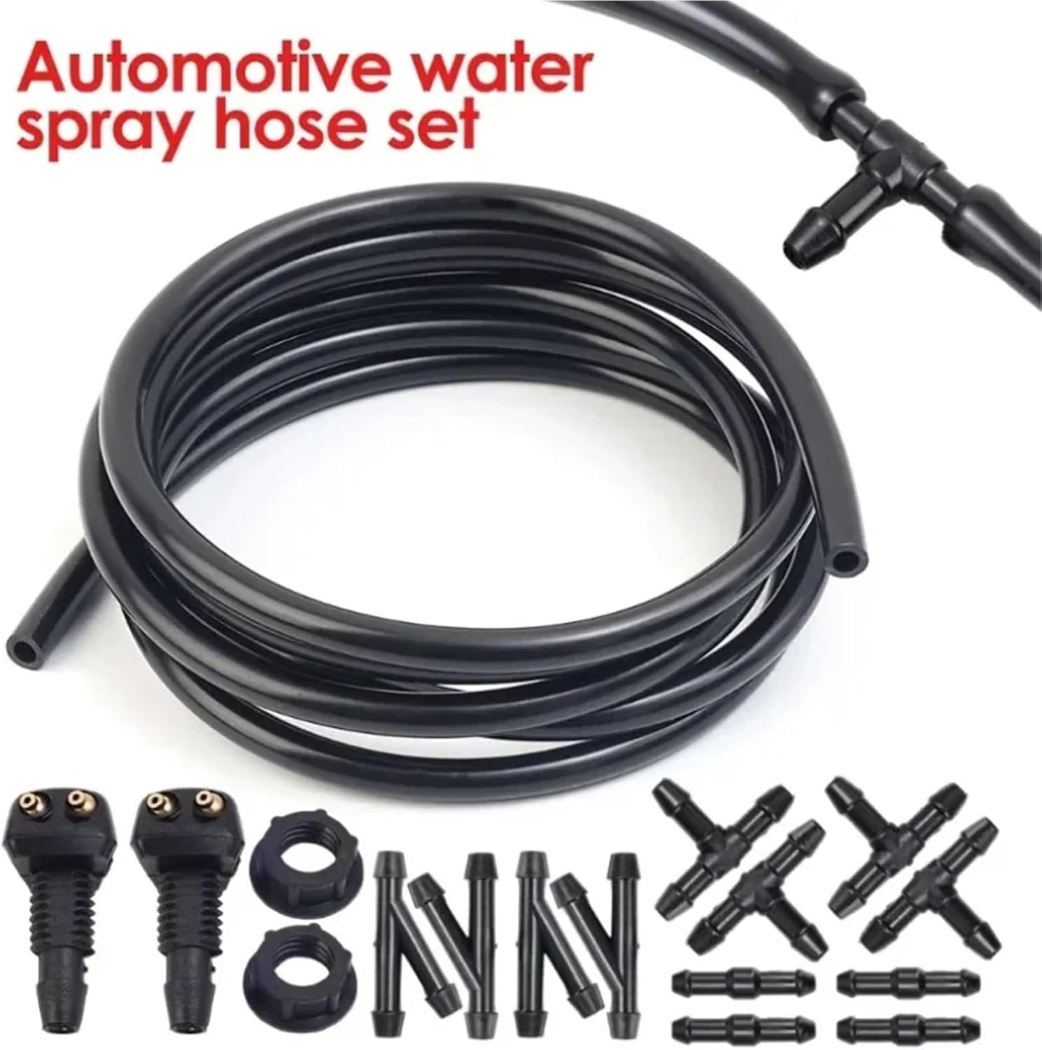 Windshield Washer Hose Connector Set 2 Sets Universal Windshield Washer Connector Kit, Hose & Nozzle Replacement for Car