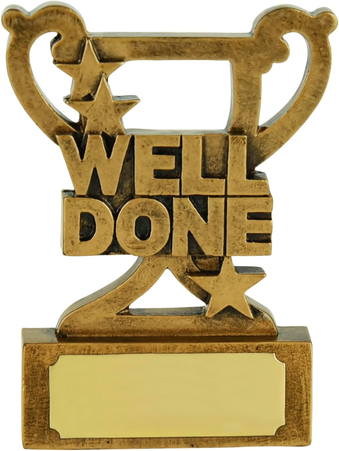 SilverTrophy: Well Done Congratulations Mini Cup Trophy Award for Winner, Champion, Prize-Winner, Gold Medal, Motivational, Hard Work, Success, Star Ornament Achievement Affordable Prize