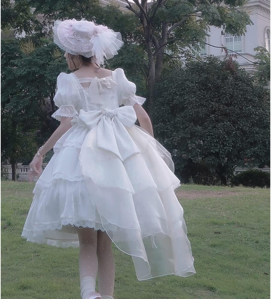 ロリータ ゆめかわいい　宮殿風 ゴスロリ 蝶結び オーガンジー　お嬢様 姫 トクとユウ] ワンピース ロリータ ゆめかわいい 女の子 宮殿風 アニメ