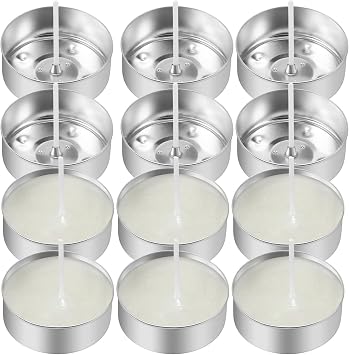 SEWACC 150 pcs Tealight Candle Tins with 150 Candle Wicks Aluminum Cups for Making DIY Home Hotel Restaurant Decor