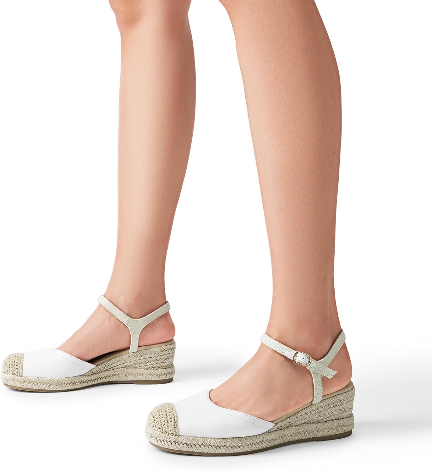 dream pairs women's wedge sandals, closed toe espadrilles platform wedge heels with adjustable ankle straps and comfortable cushion insoles 10 white