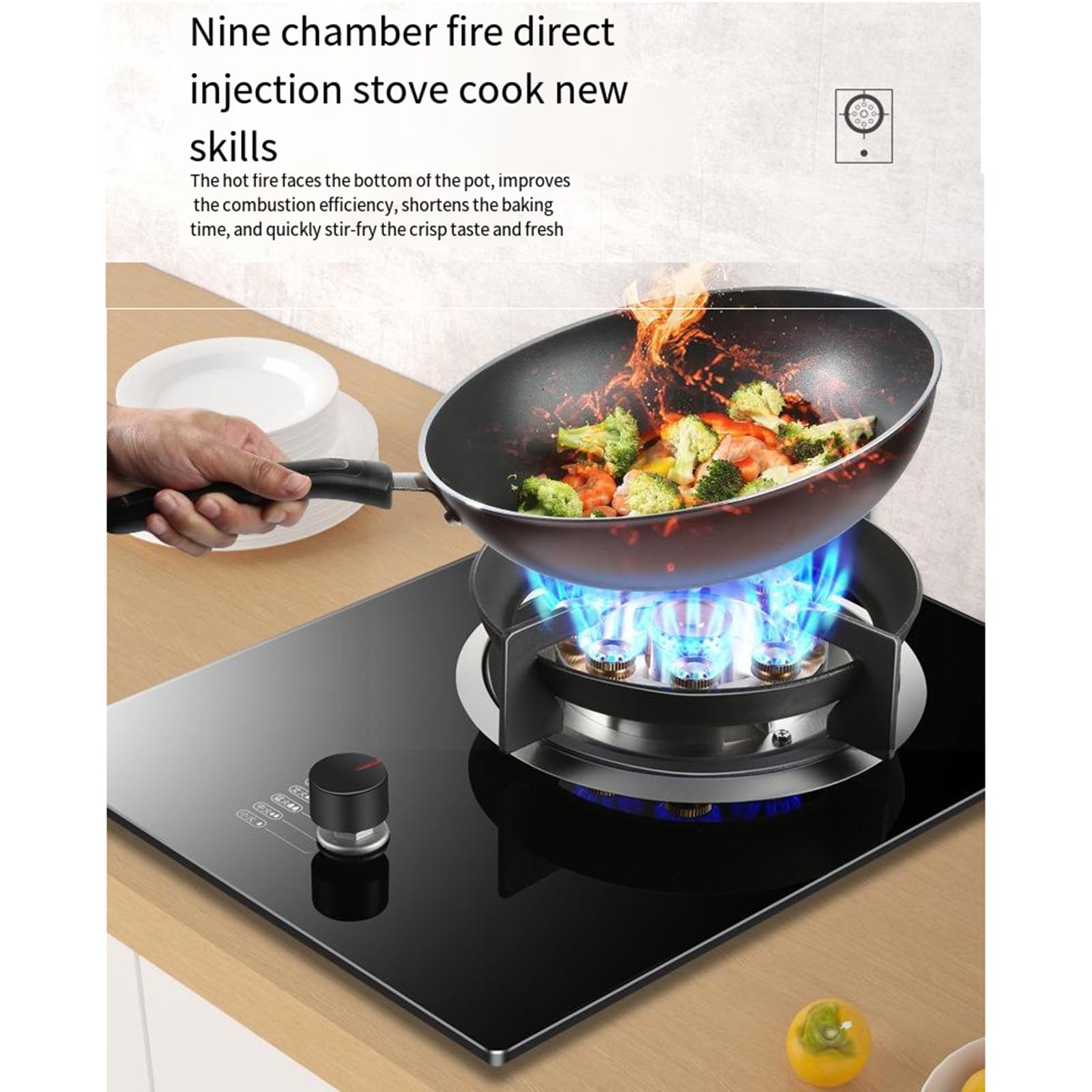 Estufa de gas individual, cocina de escritorio de 7.0 KW LPG/NG, quemador de alta eficiencia para cocina doméstica, fuego feroz de alta calidad