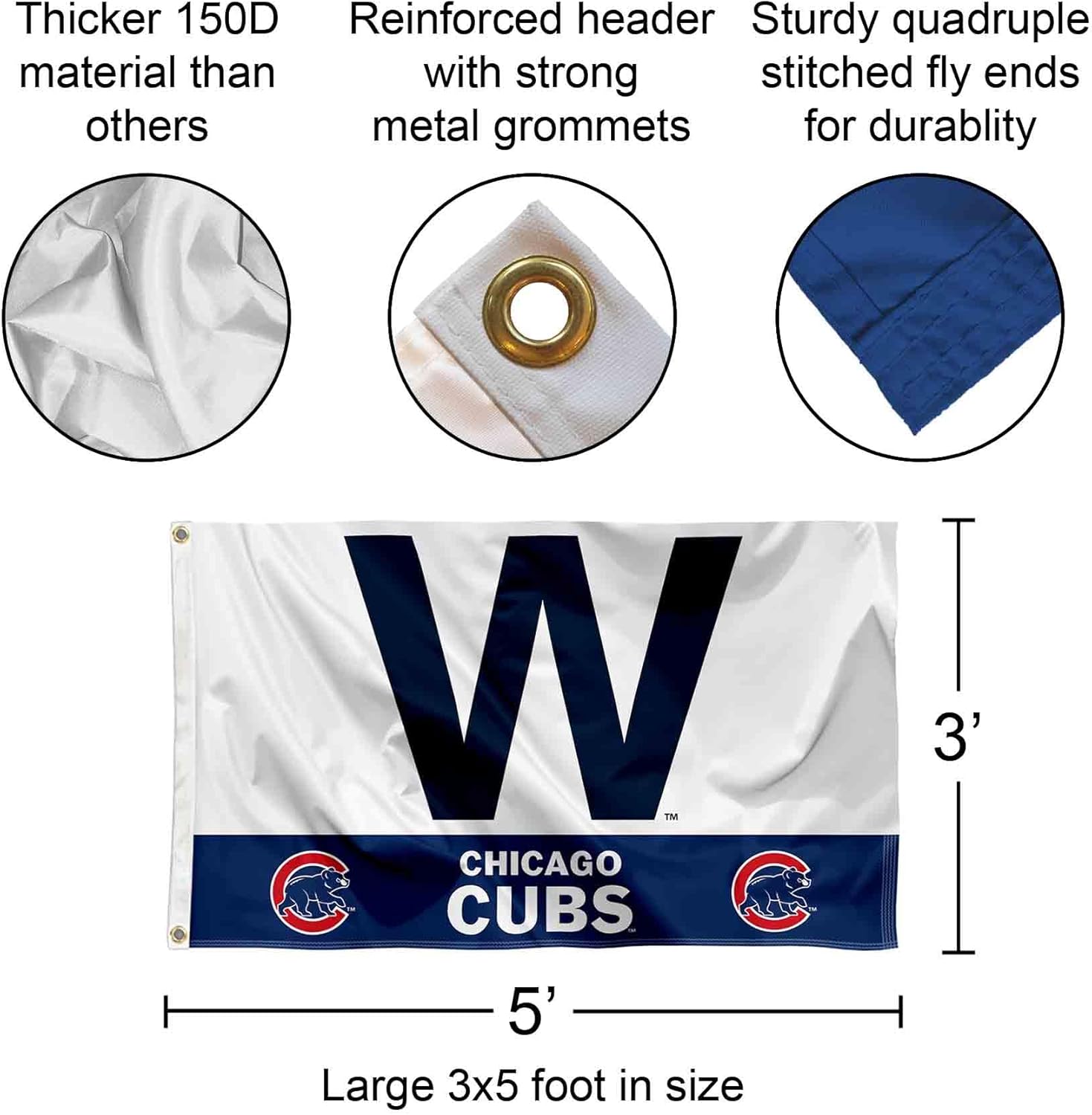 Chicago Baseball Win W Flag - Image 2