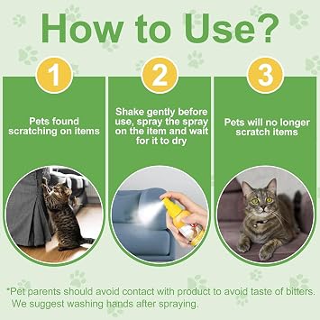 GQAEBS Cat Deterrent Spray Indoor and Outdoor. Cat Repellent Spray for Furniture, Sofa & Plants. Cat Scratch Furniture Protector for Cat Training Aid. 20ML., green
