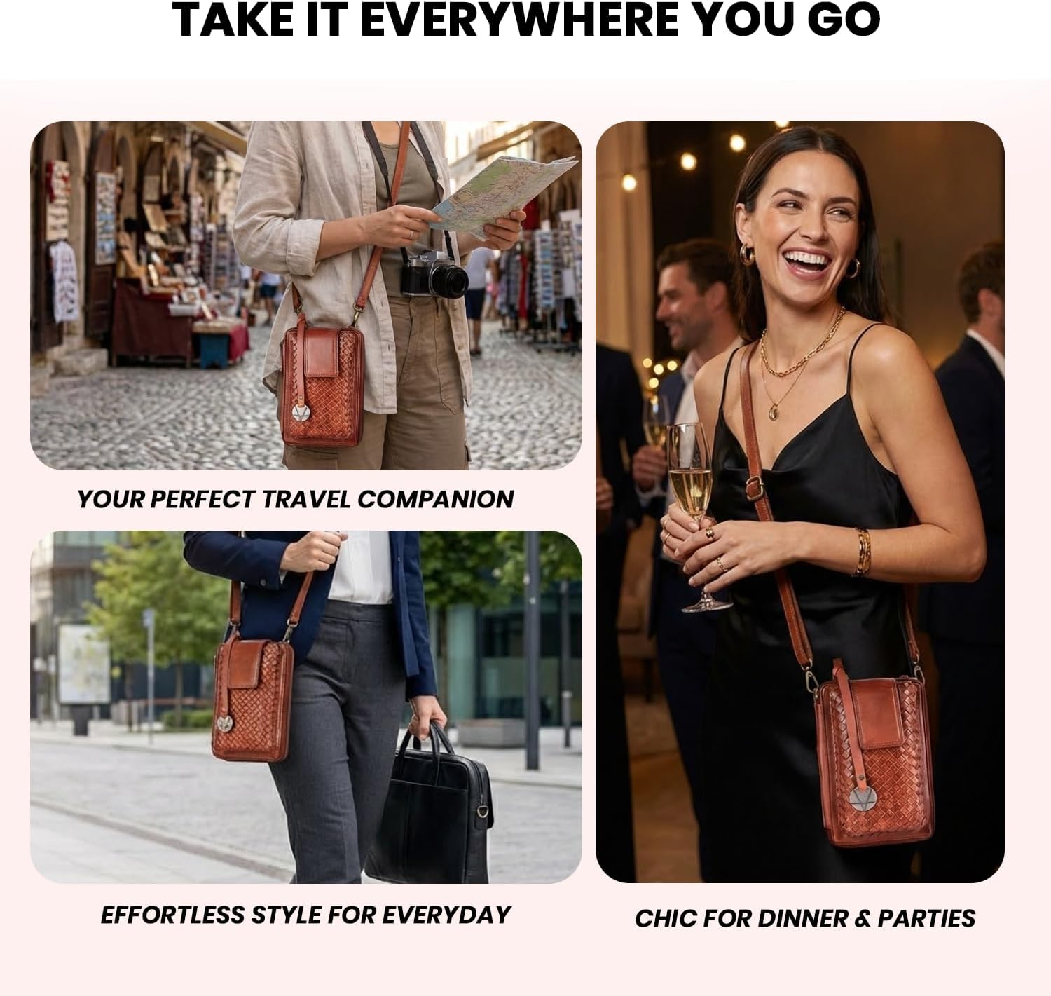 Genuine Leather Small Leather Crossbody Bags For Women Cell Phone Purse With Adjustable & Detachable Strap - Image 8