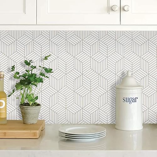 Papel tapiz blanco y plateado para despegar y pegar, papel de contacto blanco de 17.7 x 393 pulgadas, papel tapiz de rayas plateadas, autoadhesivo,