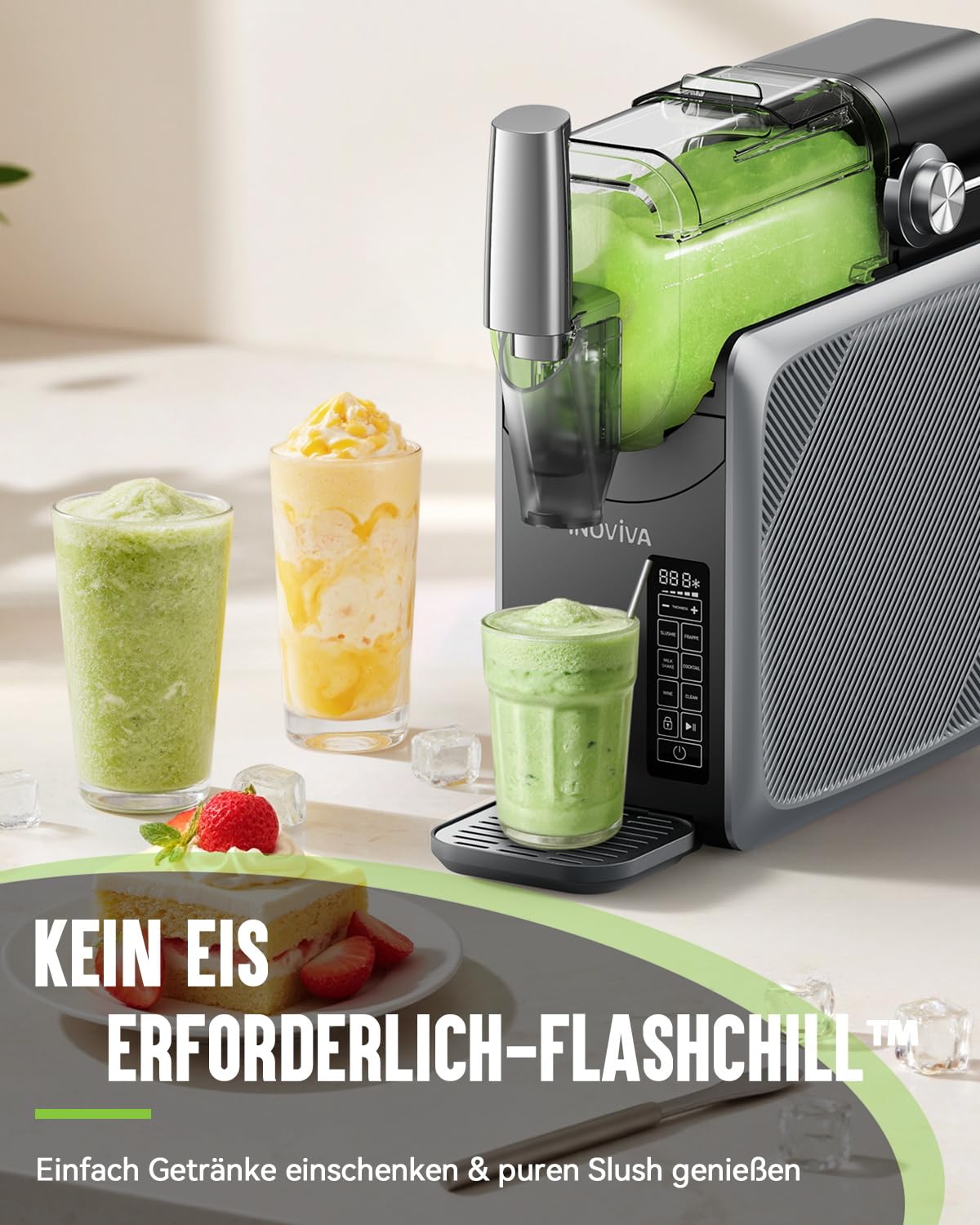 INOVIVA Slush Maschine, Kein Eis erforderlich, 2L Slushie Maschine für Zuhause mit Selbstreinigung, 5 voreingestellte Programme, gefrorene Slushie, Margaritas, Frappés, Milchshake (S1.2 Version)
