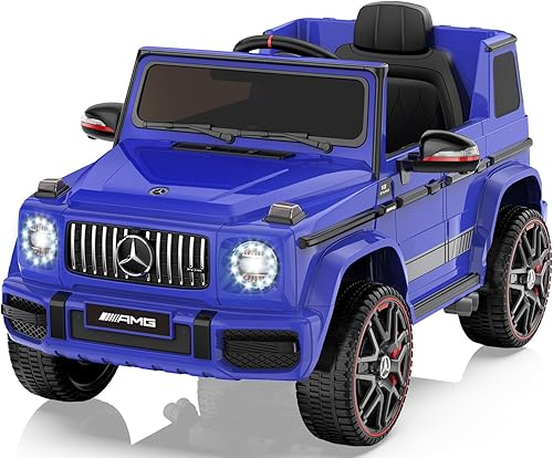 ANPABO Mercedes-Benz G63 Auto con licencia para niños, auto de paseo de 12 V con control remoto para padres, aviso de voz de batería baja, linterna
