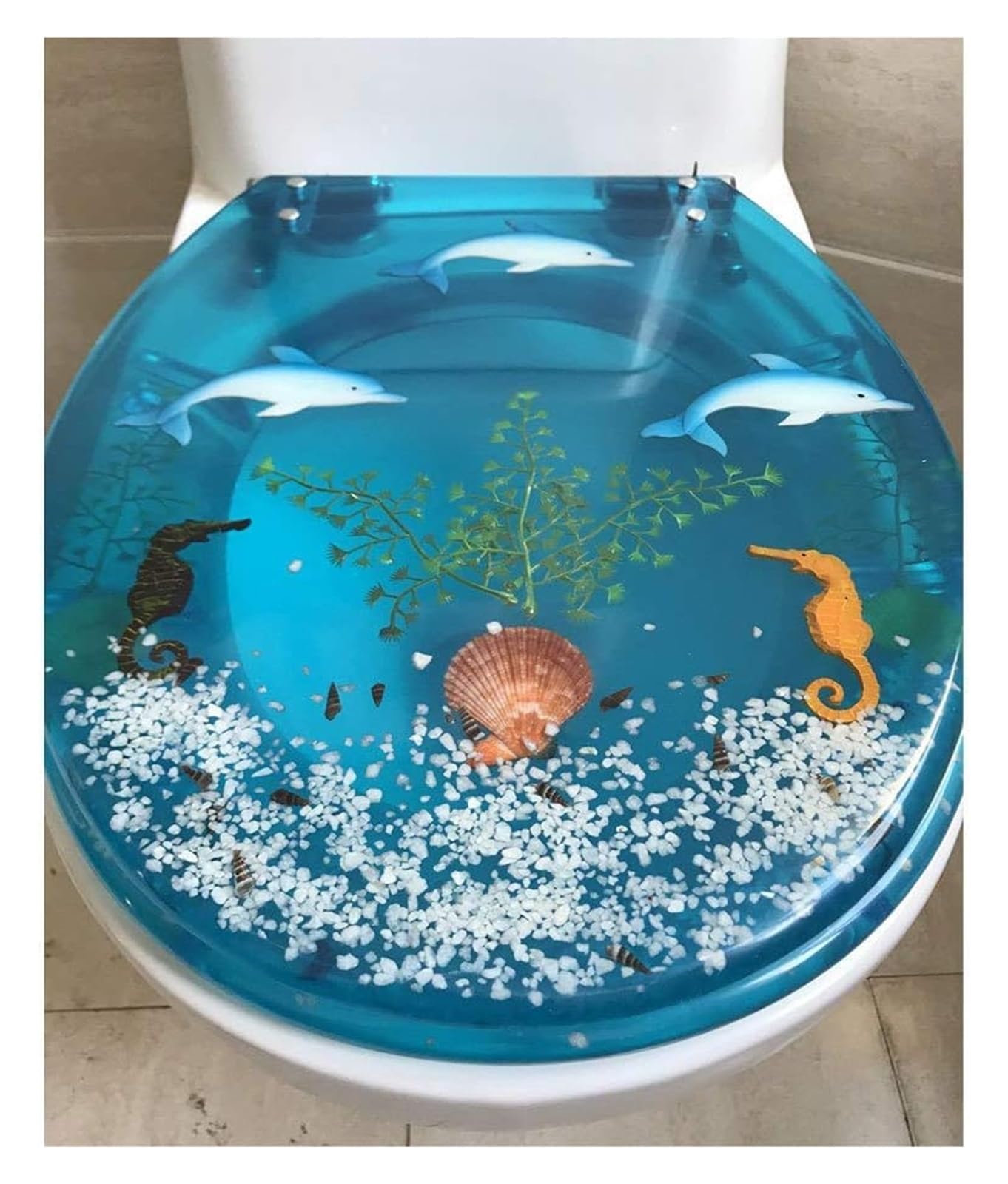 Abattant de WC en résine épaisse universel avec couvercle toilette à fermeture lente modèle B