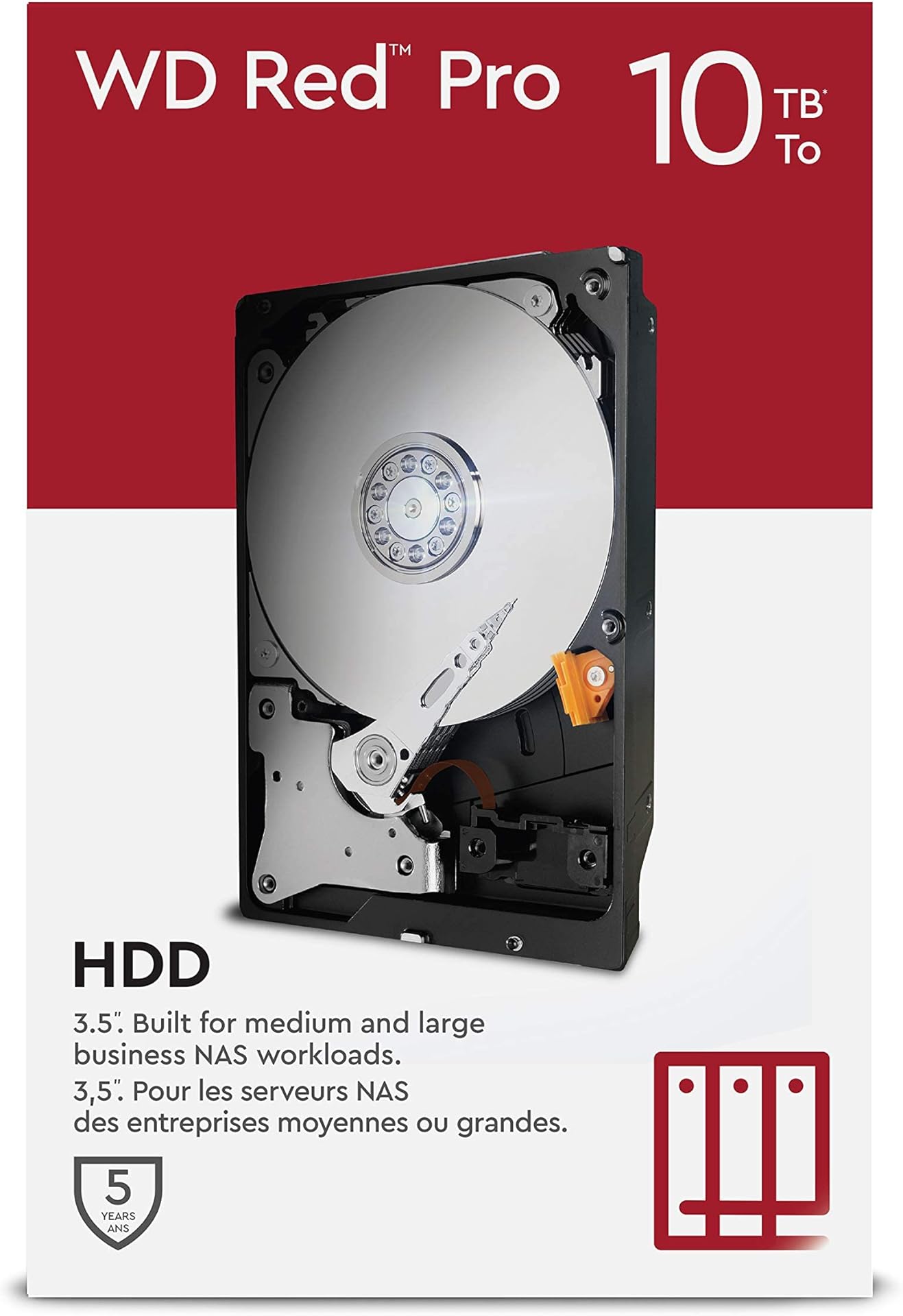 WD Red Pro 10TB NAS 3.5" Internal Hard Drive - 7200 RPM Class, SATA 6 Gb/s, CMR, 256MB Cache