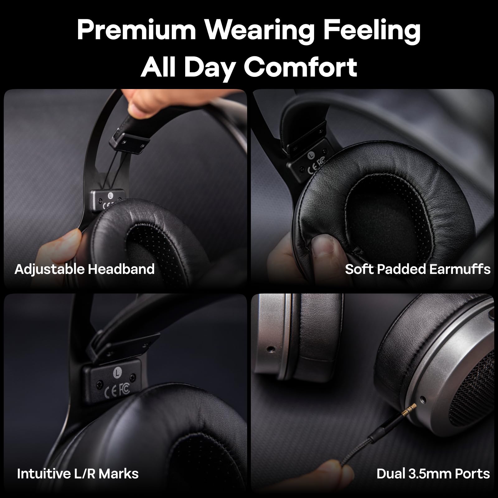 LINSOUL Kiwi Ears Altruva Over-Ear-Kopfhörer, Hi-Fi 50mm Dynamische Treiber Monitoring Kopfhörer, Kabelgebundenes Gaming Offener Stereo kopfhörer für Studiotechniker Audiophile Gaming (Schwarz Grau)