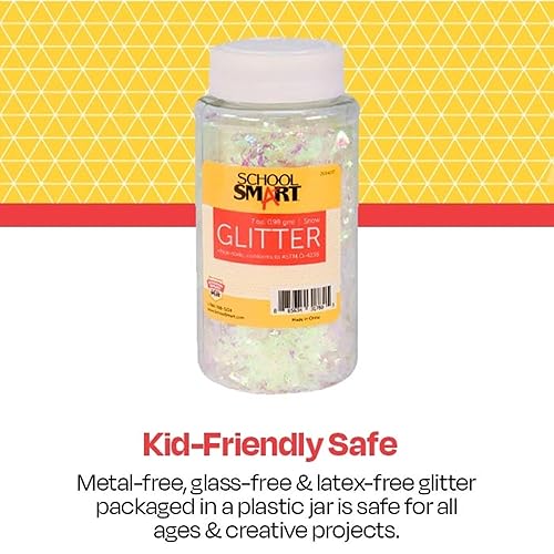 Miniatura 5 de School Smart Craft Glitter, tarro de 7 onzas, nieve