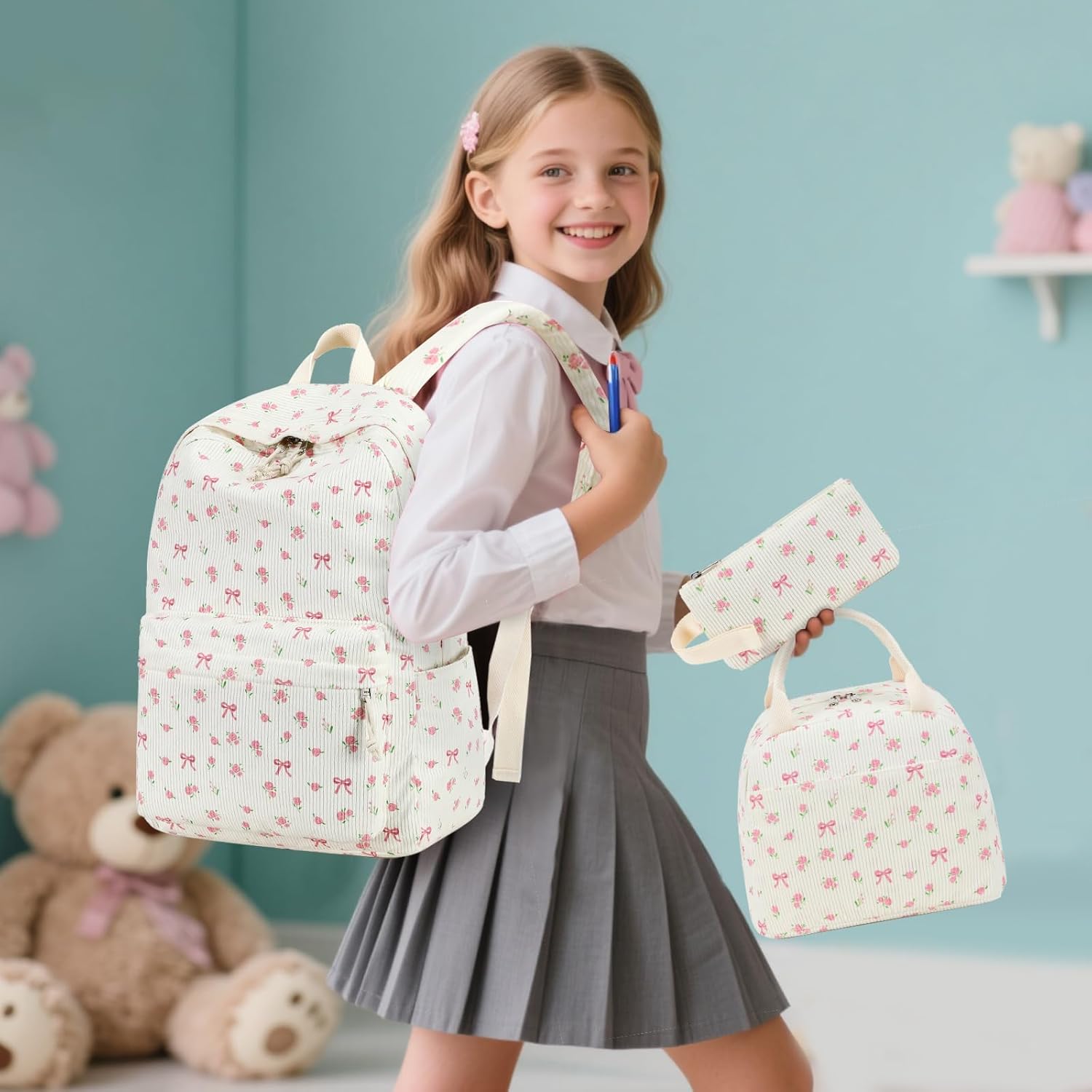 BTOOP School Backpacks for Teen Girls Bookbags Lightweight Kids Backpack School Bags Set with Lunch Box Pencil Case - Image 3