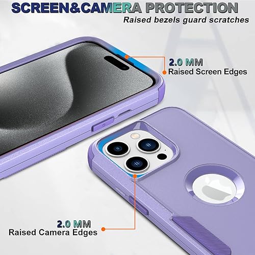 Miniatura 10 de Guirble Funda para iPhone 15 Pro Max, 2 protectores de pantalla de vidrio templado, a prueba de caídas de 10 pies, antideslizante, a prueba de