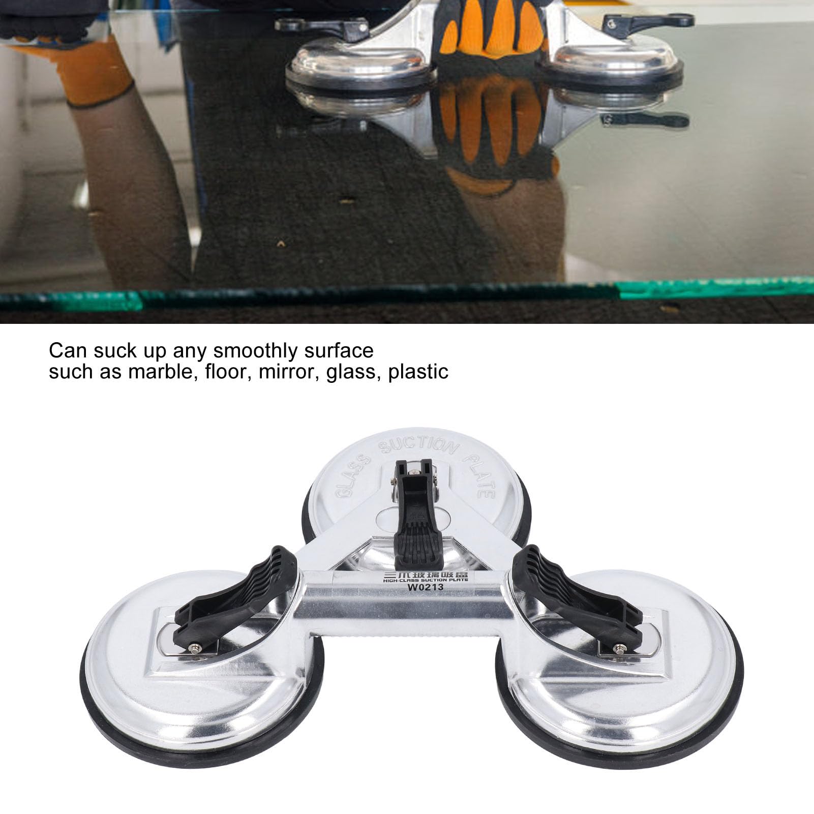 Suction Cup Lifter, Heavy Duty Strong Power Triple Suction Cup 150kg Vertical for Marble Floor