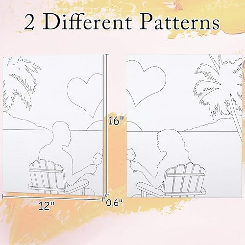 Vista 11 de VOCHIC Kit de pintura para sorbos y pinturas, lienzo predibujado para parejas, kit de pintura para fiestas, juego de pintura con lienzo de contorno