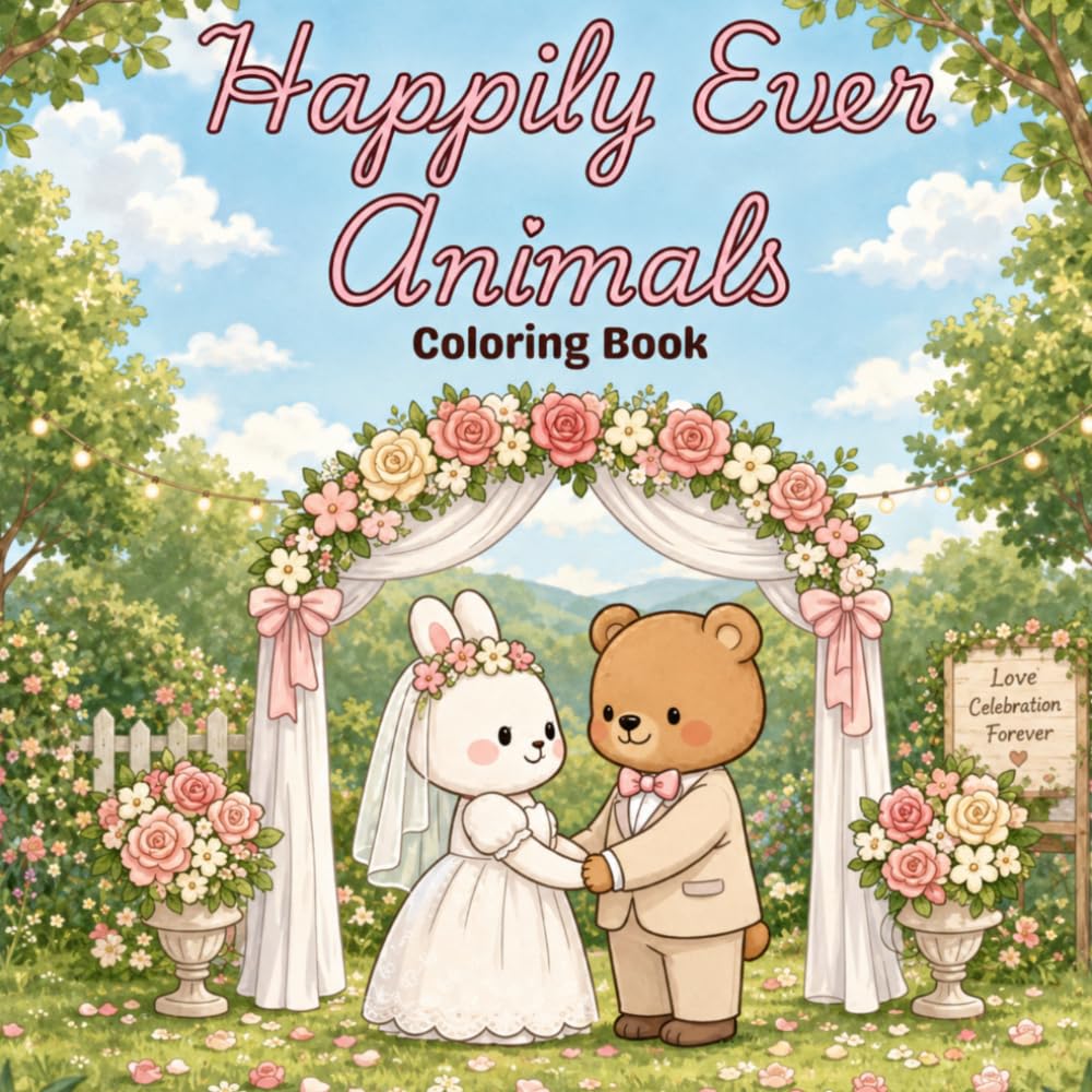Happily Ever Animals: 30 Adorable Wedding Animal Coloring Pages