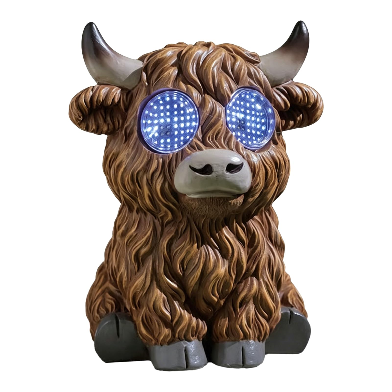 sugerou Animated Eyes Solar Light Motion Sensor Outdoor Waterproof Garden Animal Figurine Energy Saving Resin Decor for Patio Yard Pathway 20cm Tall Decorative Illumination Cow