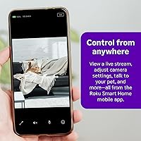 Vista 5 de Cámara Roku interior - Seguridad para el hogar - 1 paquete - Cámara de seguridad con cable y monitor para mascotas con visión nocturna HD