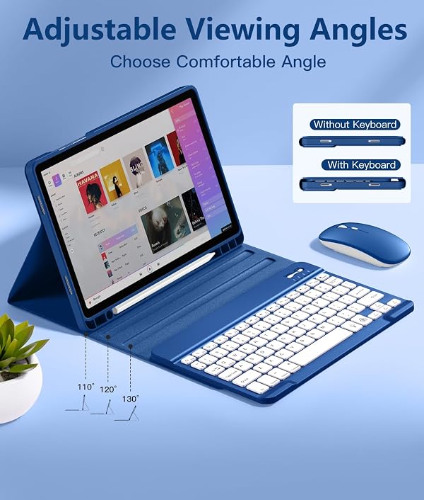 Harvopu for Galaxy Tab A11 Plus/A9 Plus 11" Case with Keyboard-Wireless Mouse Backlit Detachable Keyboard Stain-Resistant Cover with Pen Holder for Galaxy A11+/A9+ 5G Tablet Case 11-inch,NavyBlue by Harvopu - Image 7