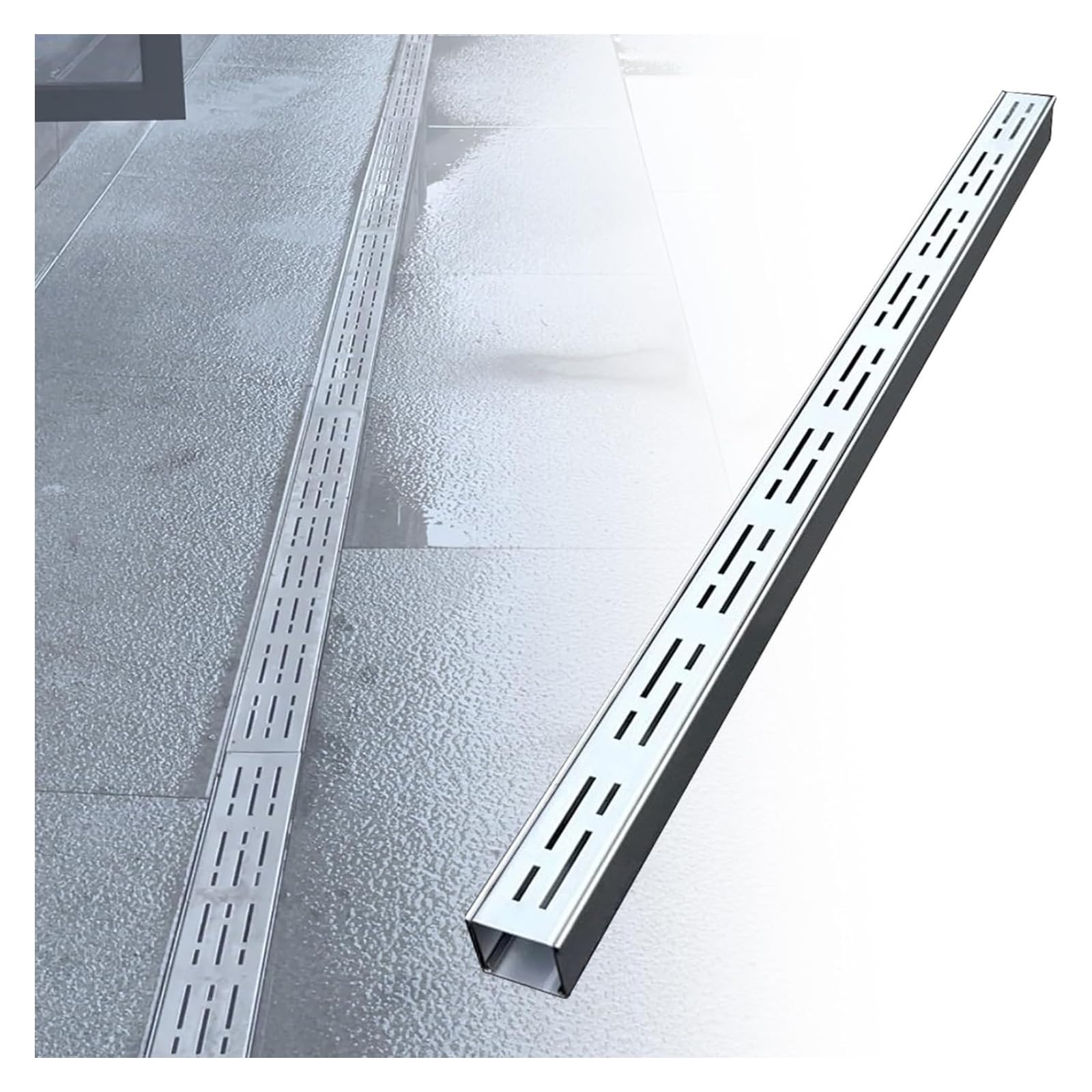 GLDYTVF Narrow Channel Drain GrateRemovable Outdoor Drain Cover Kit for Patios Decks Yards & DrivewaysDurable Trench System (H3*W20CM/H1.18*W7.87IN)