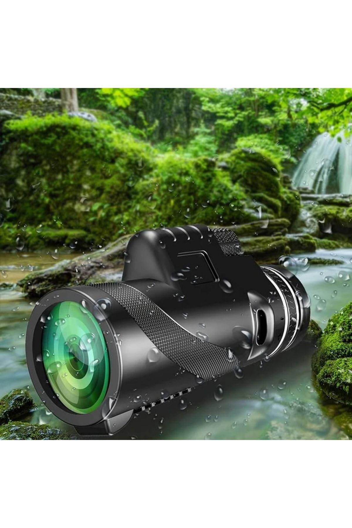 80x100 Taşınabilir Monoküler Dürbün Teleskop Uzun Menzilli Tek Göz Dürbün Avcılık Spor Kamp Siyah