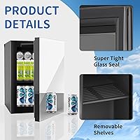 Vista 2 de Refrigerador de bebidas de 24 latas/20L y mini refrigerador para el cuidado de la piel con puerta frontal con espejo y control de temperatura