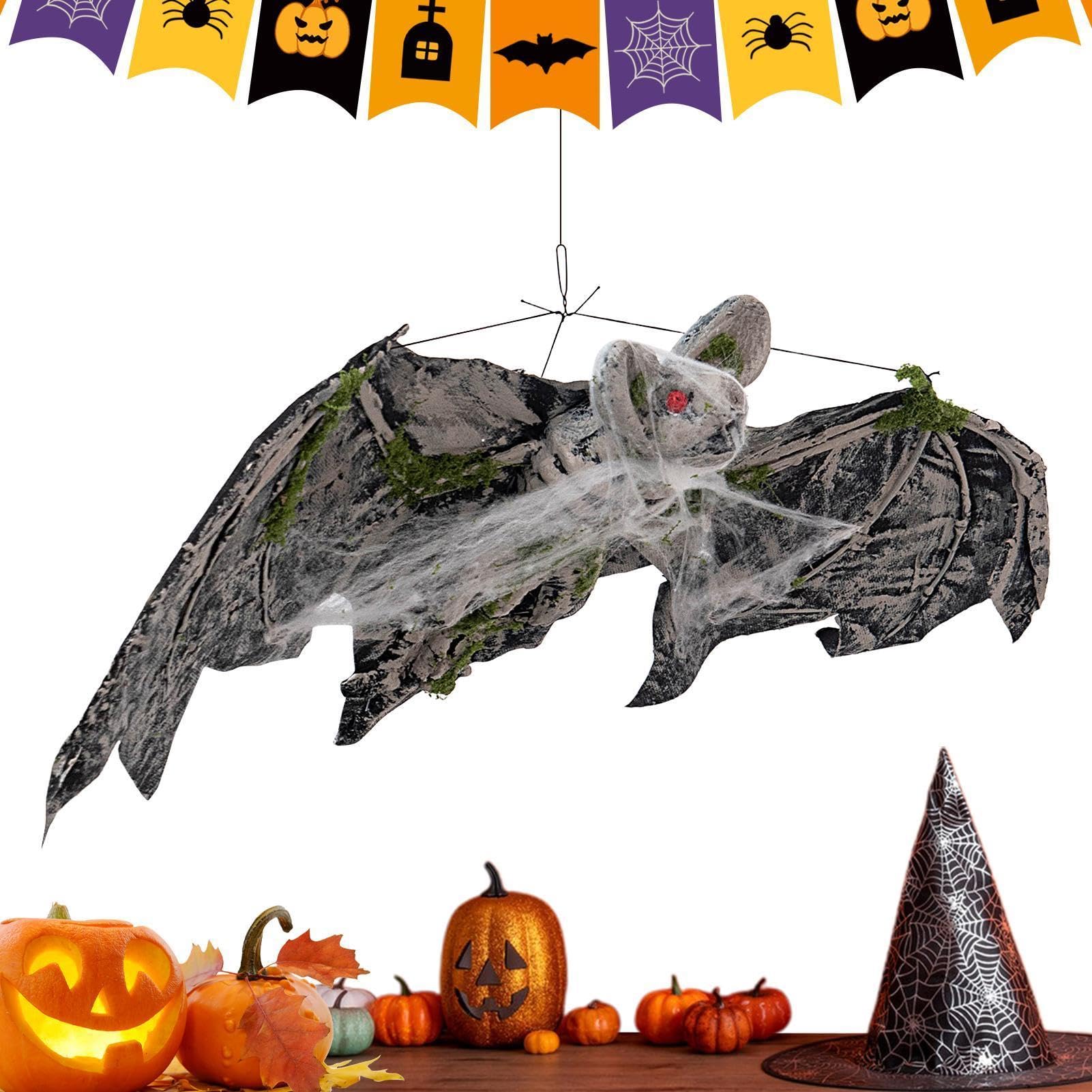 Pipistrelli di Halloween Decorazioni da Giardino con Ragnatela