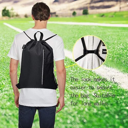 Miniatura 4 de HOLYLUCK Saco de gimnasio para deportes al aire libre para hombres y mujeres, mochila impermeable con cordón