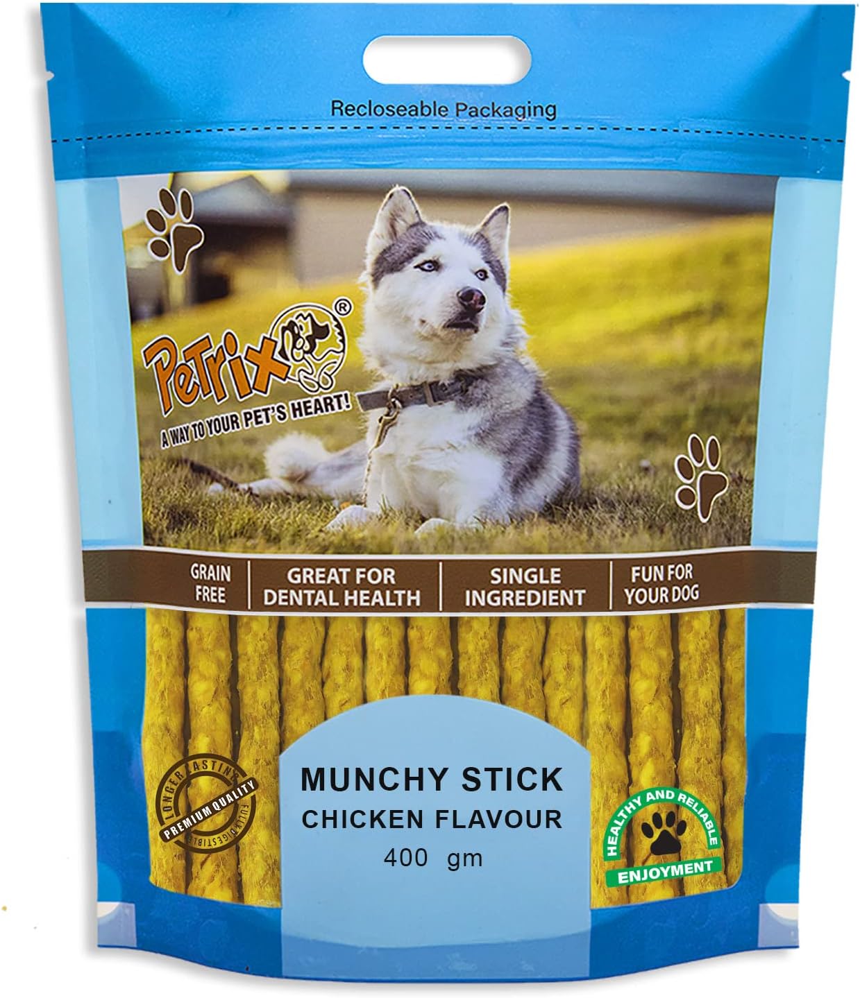 PETRIX Chicken Flavored Munchy Chew Sticks For Dogs400G, Dog Chew