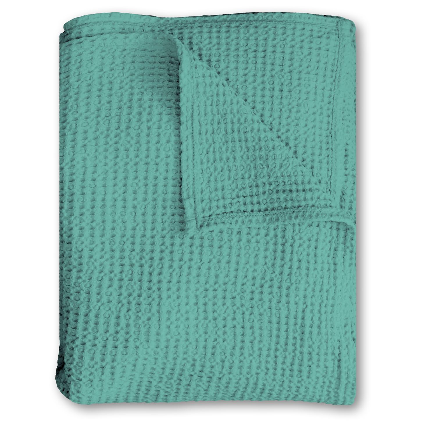 Sleezzz Waffle Pique Blanket Made of Cotton, 75 x 120 cm, Lightweight Comfortable Blanket, Breathable (Petrol)