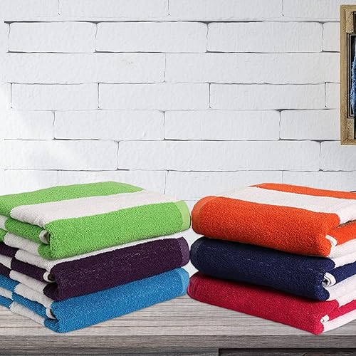 Miniatura 7 de BolBoms - Toalla de baño de 6 piezas toalla de playa 100  algodón a rayas toalla de playa de gran tamaño de 30 x 60 pulgadas toalla de secado rápido
