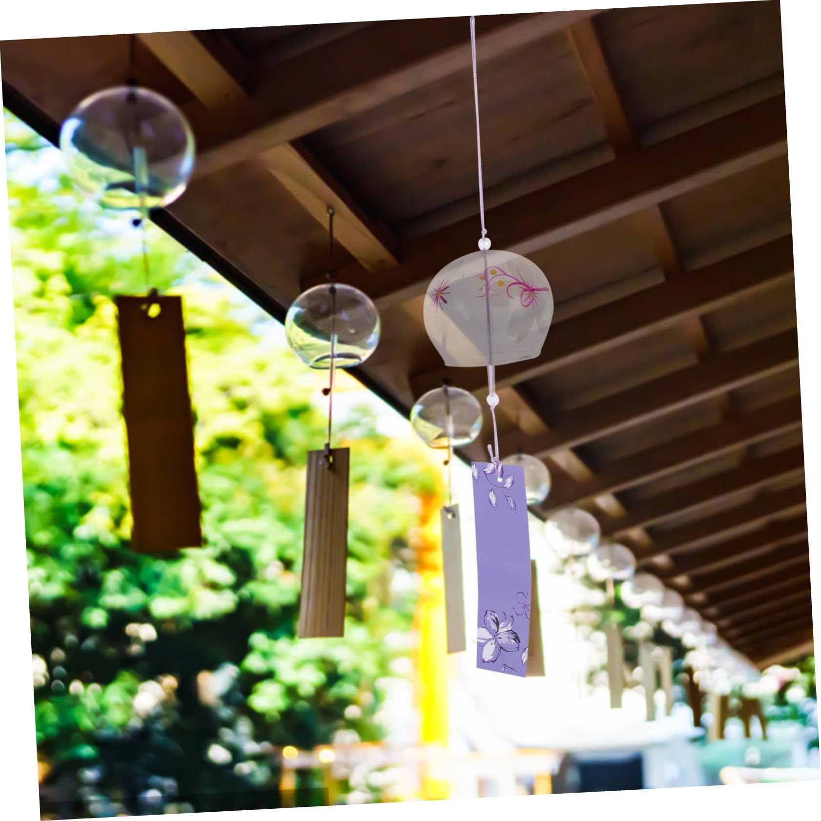 4 pezzi Campane Vento in Vetro Trasparente Stile Giapponese Decorazioni Appese per Giardino e Casa Fatte Mano con Suono Cristallino per Esterni e Interni
