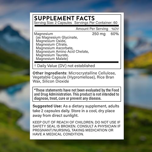 Miniatura 4 de Complejo de magnesio de alta absorción suplemento de magnesio 7 en 1 con glicinato de magnesio, citrato, malato para ayuda natural del sueño, alivio