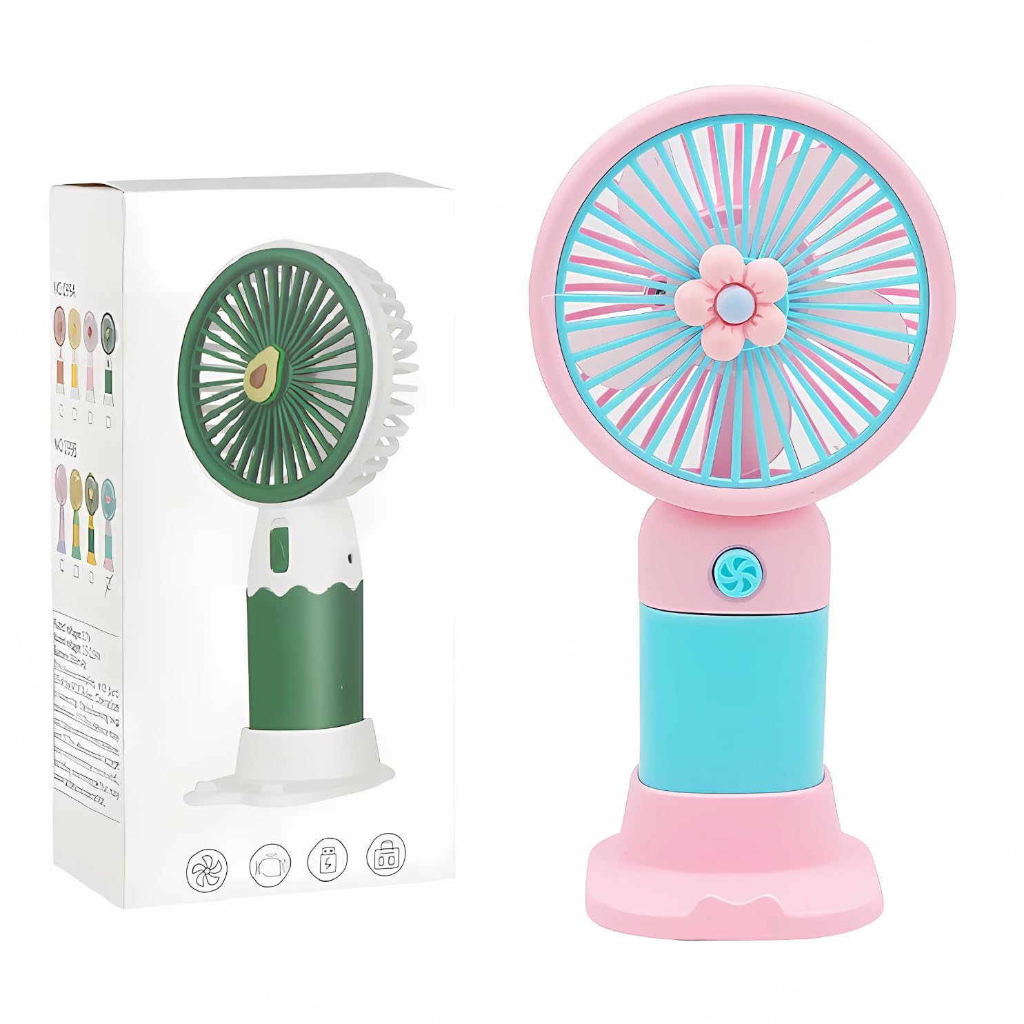 Festaceleb Handheld Mini Fan with Inbuilt 500mAh Battery – 3-Speed USB Rechargeable Personal Fan, Portable Air Cooling Blast, Creative Cartoon Design (Multicolor)-picture-18