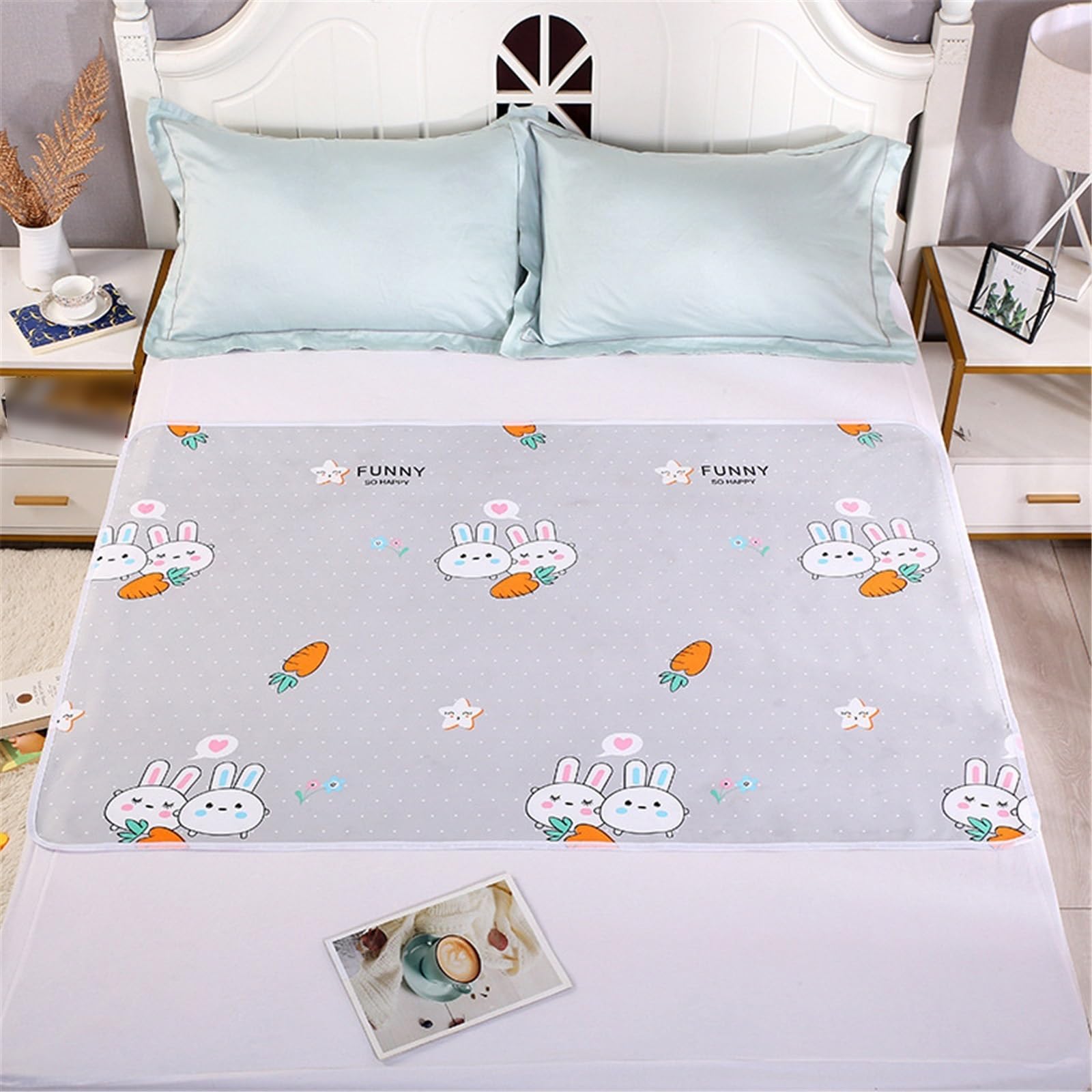 Dibujos Animados Impresión Protector De Cama Lavable Impermeable Doble Cara Protectores De Incontinencia A Prueba De Fugas Algodón Empapadores Cama Adultos Reutilizables(150x200cm,A)