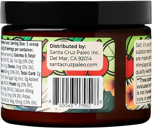 Miniatura 5 de Santa Cruz Paleo Polvo de electrolitos, lima de cereza, mezcla de bebida de hidratación sin azúcar con sal rosa del Himalaya, sal marina, glicinato