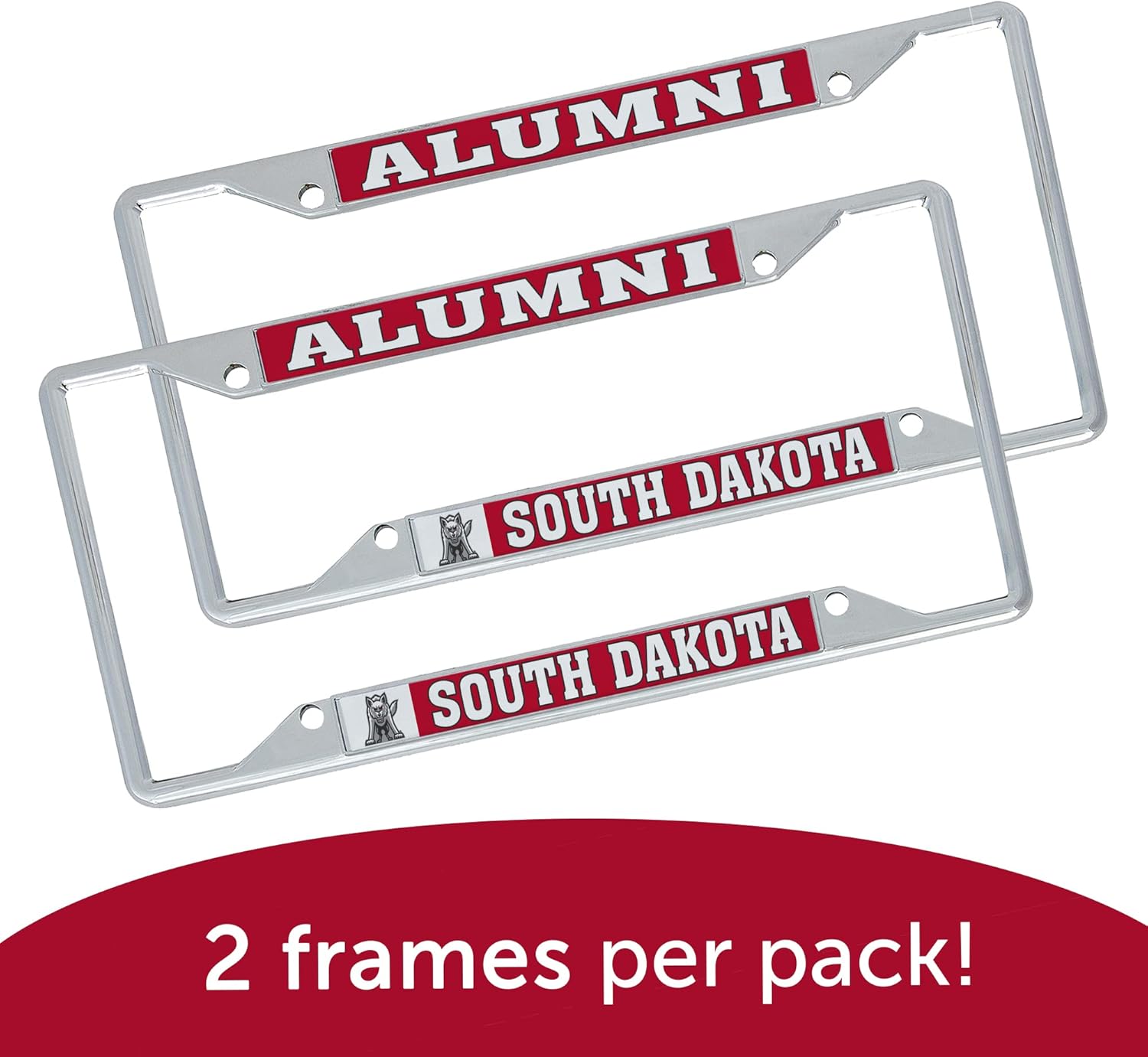 Desert Cactus University of South Dakota Car Accessories Metal License Plate Frame for Front or Rear of Car (Alumni 2 Pack)