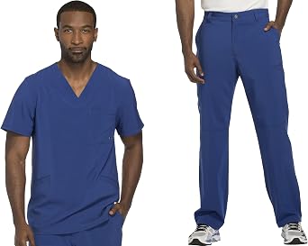 Cherokee Scrub Set for Men V-Neck Top with Tapered Leg Pant