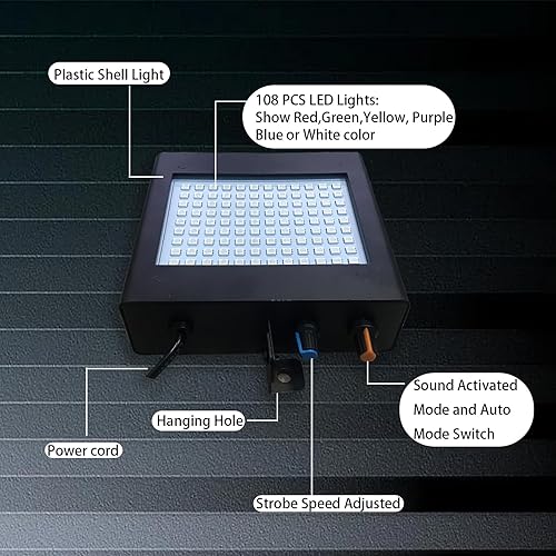 Miniatura 3 de Luces estroboscópicas LED de escenario, 108 LED súper brillantes, iluminación estroboscópica con control de sonido, funcionamiento automático, Luces