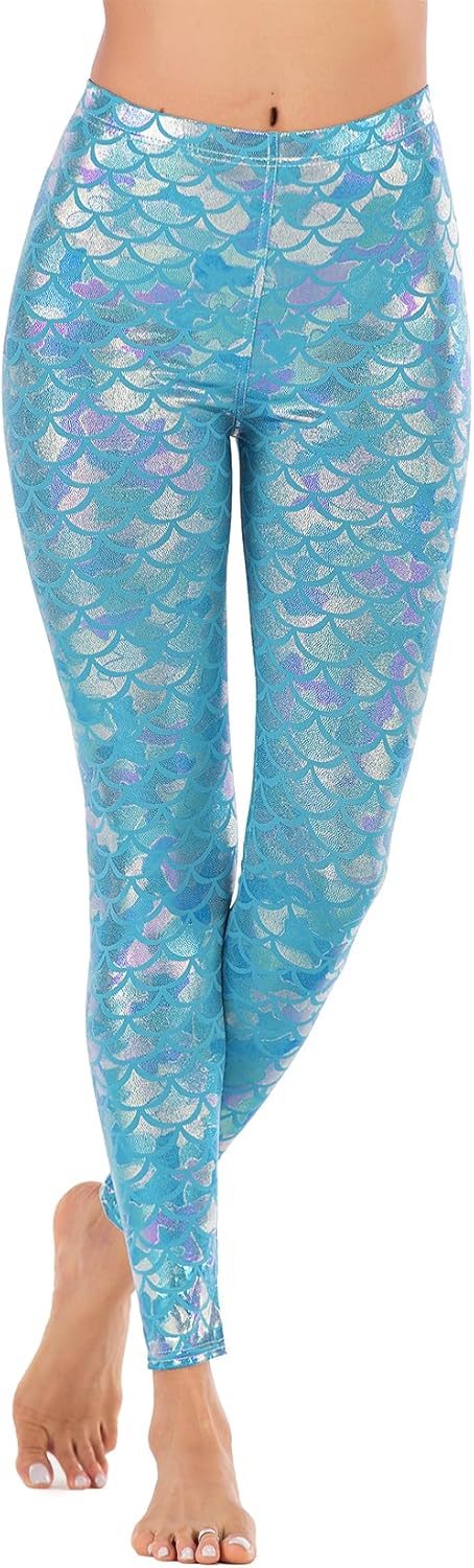 Alaroo Halloween Shiny Fish Scale Mermaid Leggings for Women Pants S-4XL - Image 3