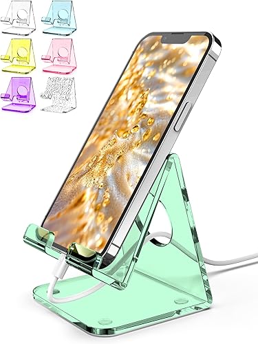 TOPGO Soporte acrílico para teléfono celular, soporte transparente para escritorio de oficina, tocador, encimera de cocina, mesita de noche,