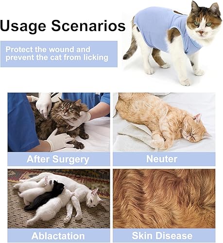 Miniatura 4 de Traje de recuperación para gatos, ropa de recuperación quirúrgica para heridas abdominales o enfermedades de la piel, mameluco de gatos después de