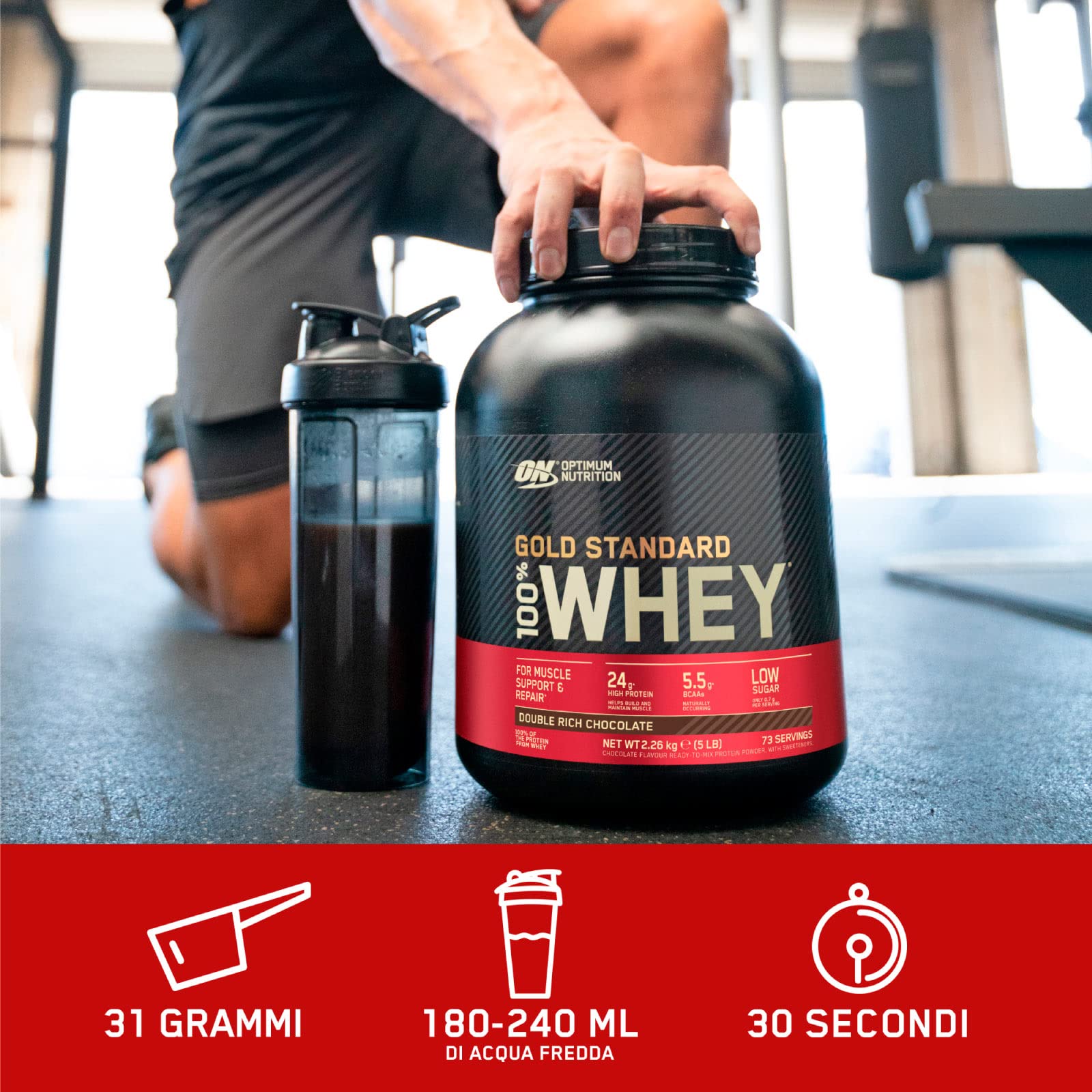 Optimum Nutrition Gold Standard 100% Whey Proteine Isolate in Polvere con Aminoacidi per Sviluppo e Recupero Muscolare Gusto Gelato alla Vaniglia 151 Porzioni 4,53Kg + Shaker