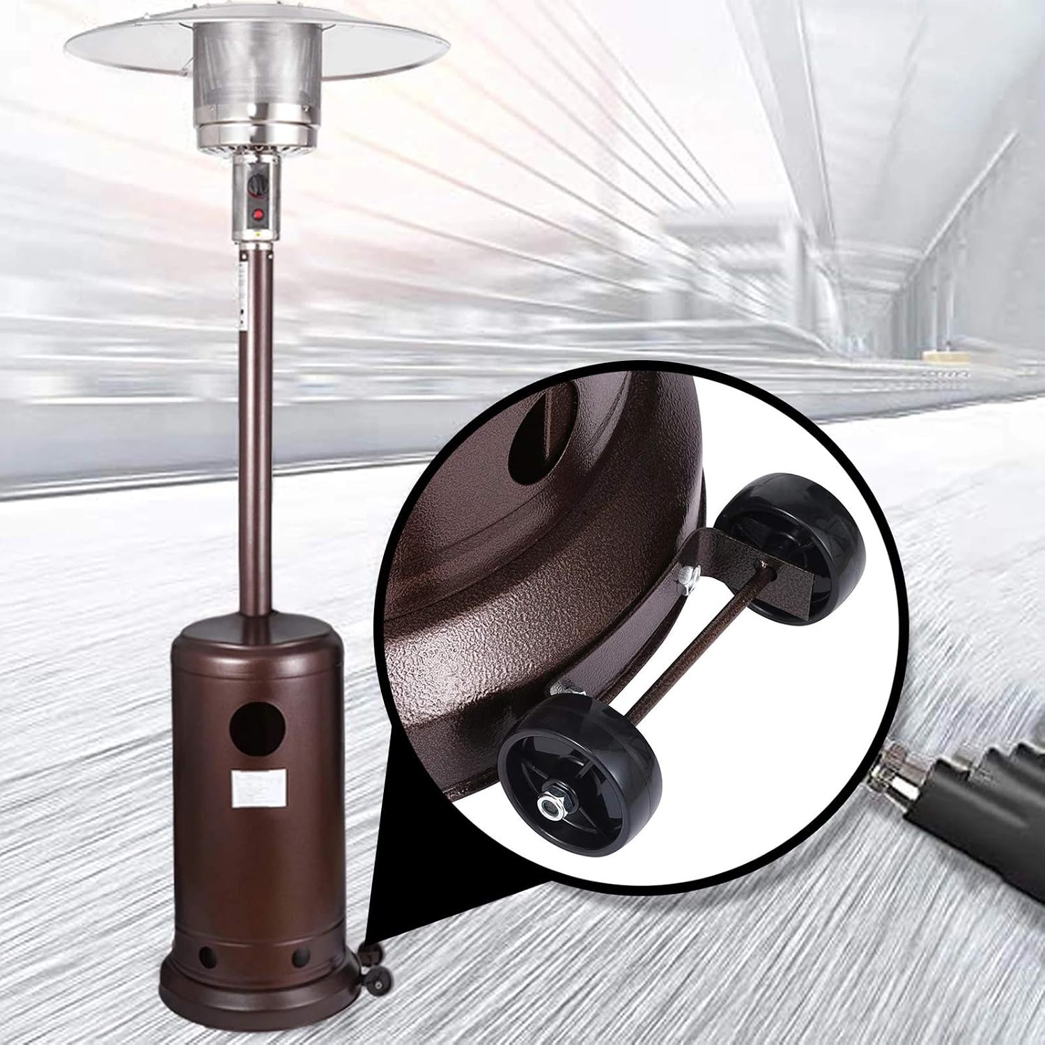 AIZYR Free Standing Outdoor Patio Heater - Patio Gas Heater Easy Control Bathroom Heater for Outdoor Restaurant Garden,Liquefied Gas