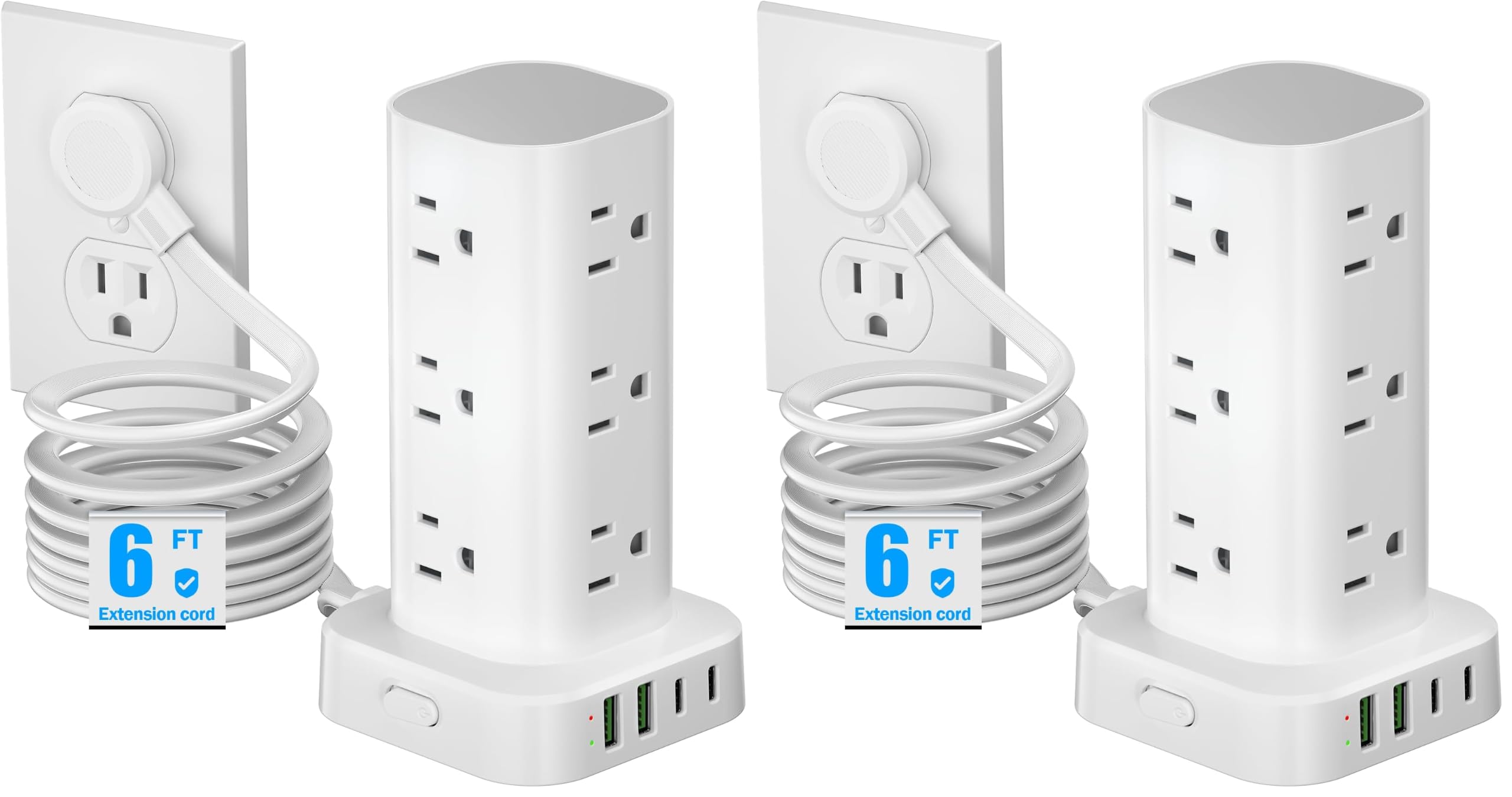 Power Strip Tower - 16 Outlets & USB Charging -12