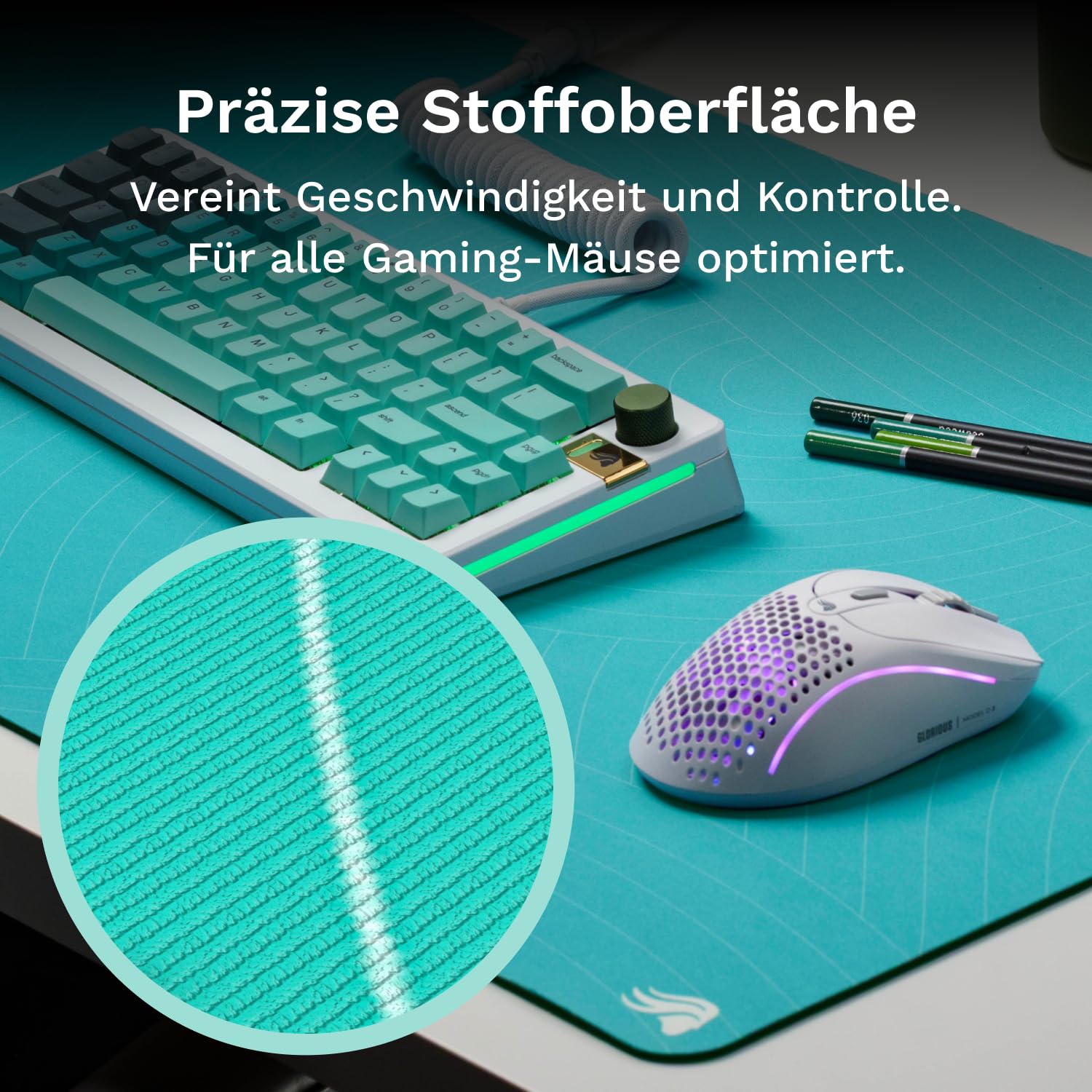 GLORIOUS GMP 2 Stoff Gaming Mauspad (XXL) Spritzwasserfest 915x460mm Grün | Mikrofaseroberfläche für Speed & Kontrolle, Flache Nähte gegen Ausfransen, Rutschfeste Unterseite, Maschinenwaschbar